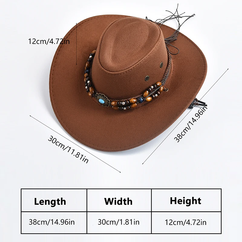 Vintage Big-edge Western Cowboy Hats for Men Women Artificial Suede Gentleman Cowgirl Jazz Hat Sombrero Hombre Cap