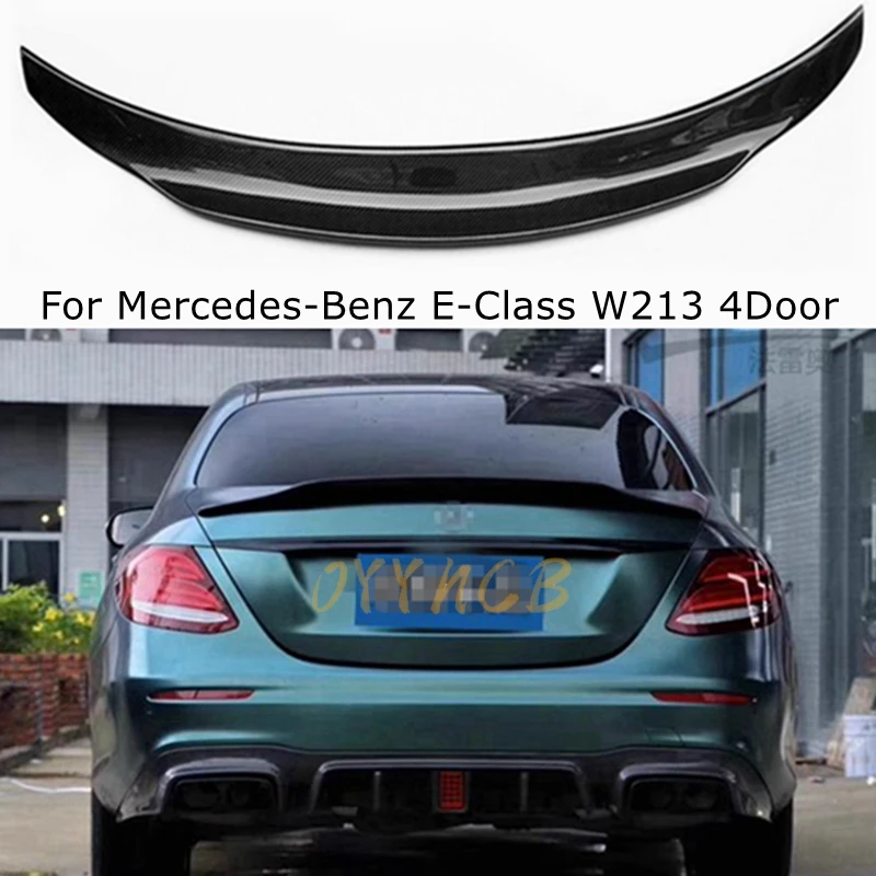 For Mercedes-Benz E-Class W213 4Door Sedan PSM Style Carbon Fiber Rear Spoiler Trunk Wing 2017-2023 FRP Glossy black