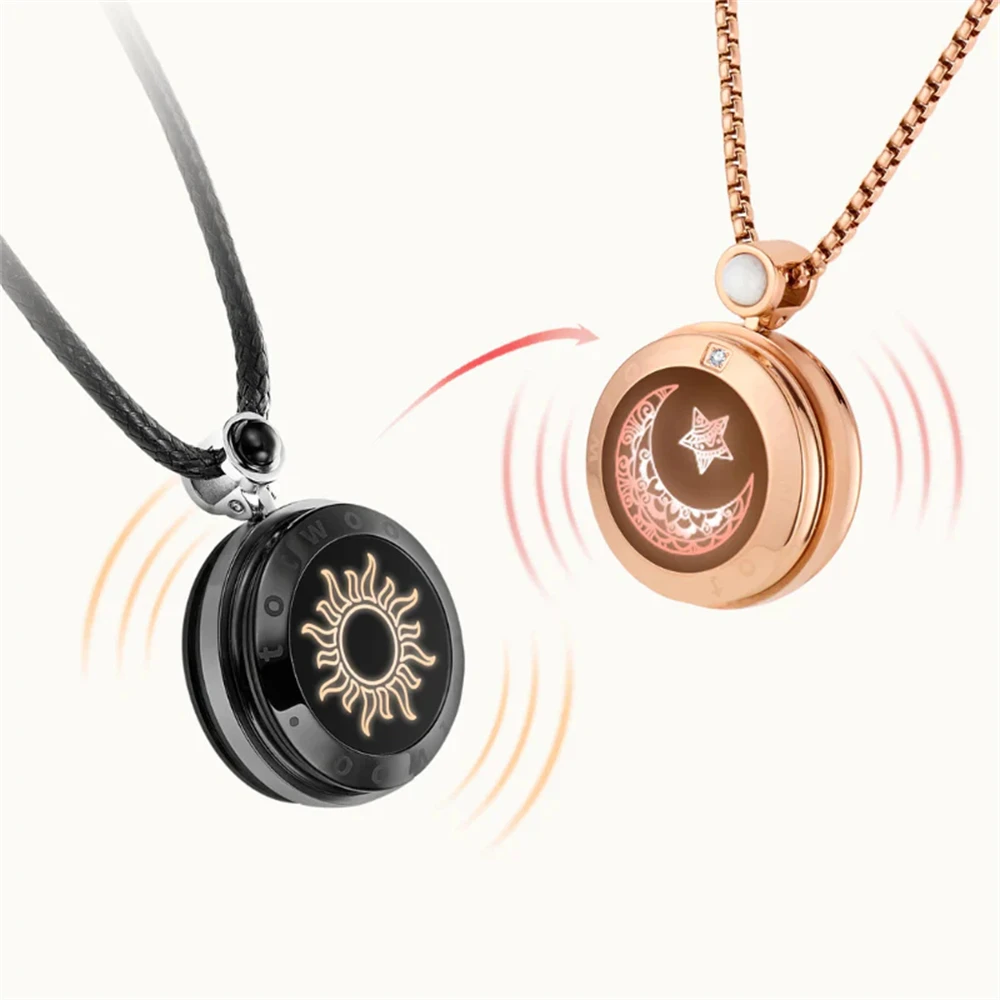 

TOTWOO Long Distance Touch Necklace Vibration & Light Up Smart Necklace For Long Distance Relationship Gifts Couples Necklace