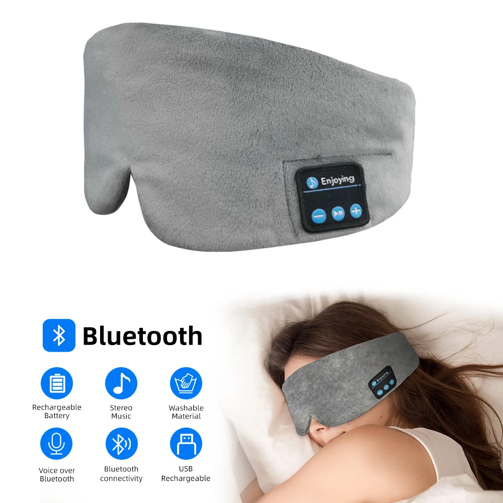 Yumuşak Bluetooth uyku maskesi rahat pamuk Bluetooth uyku kulaklıklar kadın kulaklık kablosuz Eyemask için seyahat eserdir