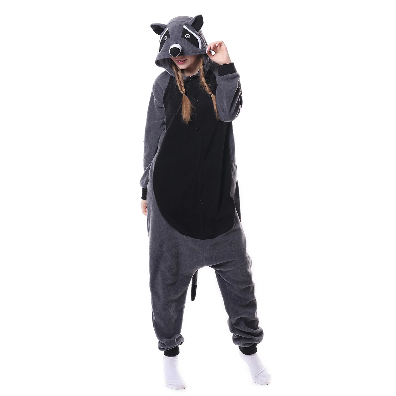 Kigurumi-Pijama de unicornio para hombre y mujer, ropa de dormir de franela, mono de Animal, Gato y mapache, traje de invierno para parejas