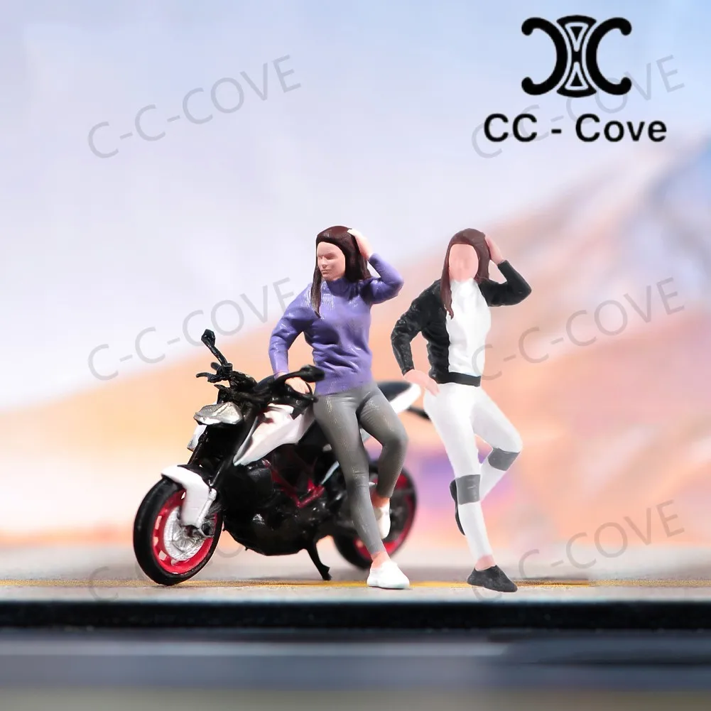 

Painted Miniatures 1/18 1/24 1/43 1/64 1/87 The Pretty Girl Lean On The Motorcycle Unpainted Figure Model Toys View Decoration