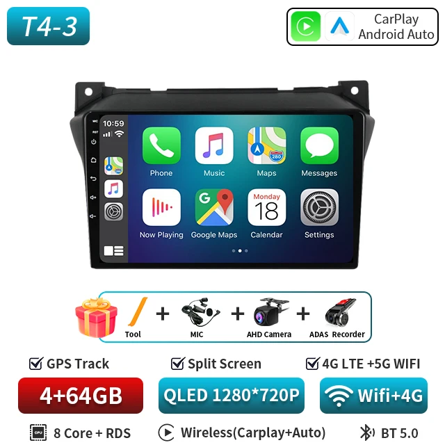 Autoradio Voor SUZUKI Alto Nissan Pixo 2009-2017 GPS Navigatie Android Auto Stereo Multimedia Speler Audio Head Unit 5G 2 DIN