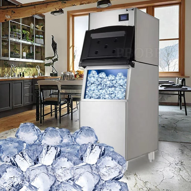 

Коммерческая льдогенераторная машина для производства кубикового льда из нержавеющей стали, 220/110В, 500 кг, простая в установке, гигиеничная, для магазинов/баров, обеспечивающая прозрачный лед.