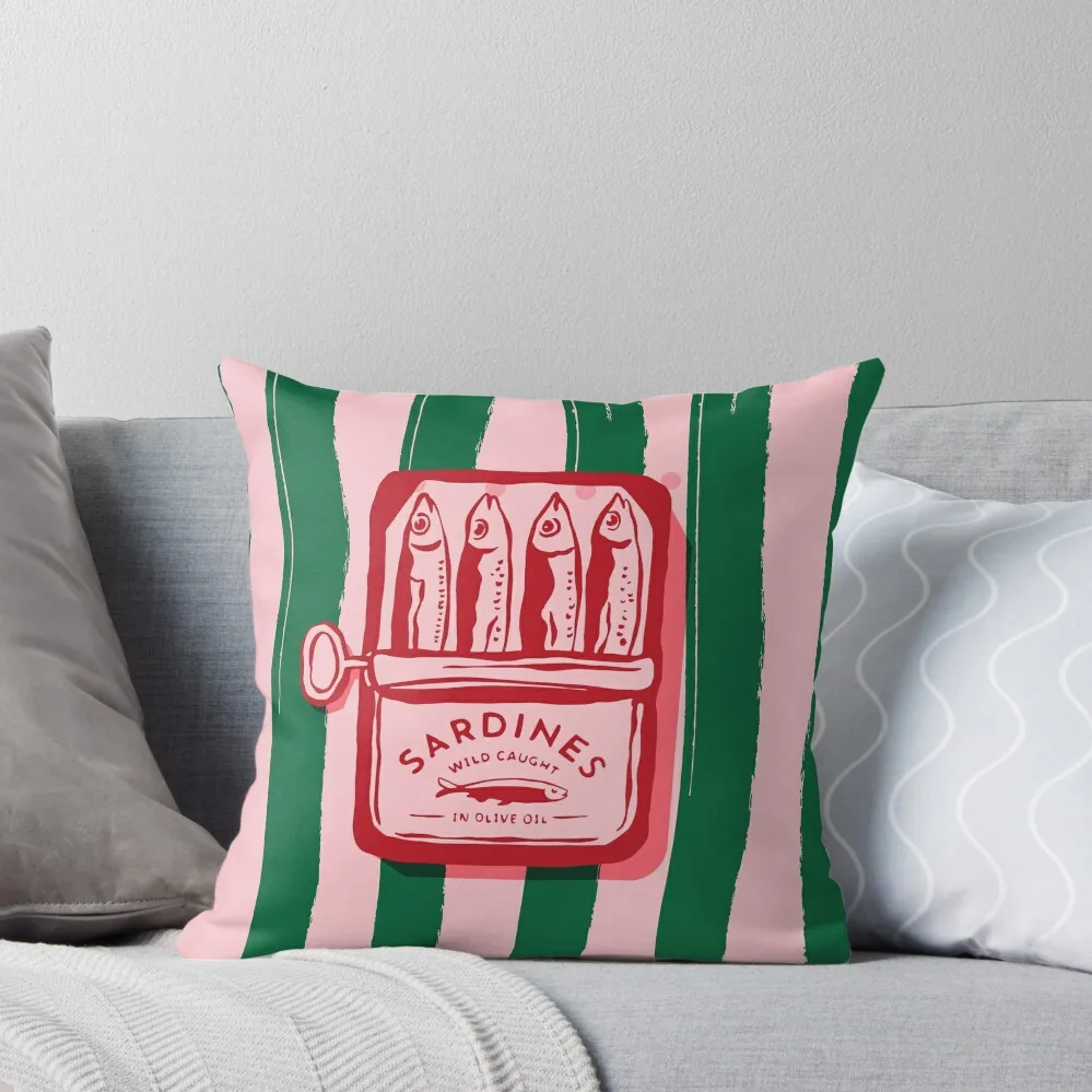 

Sardines, colourful maximalist vintage food design Throw Pillow Cushion Covers For Living Room Anime pillow