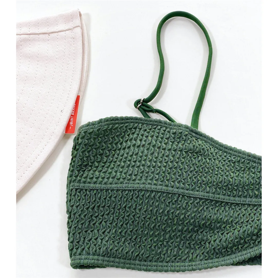 Neuer sexy, geraffter Bikini mit mittelhohem Bund und Polsterung, Damen-Badeanzug, zweiteiliger Bikini-Set, Badebekleidung, Badeanzug, Schwimmanzug V3163 – Detail 14