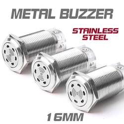 16mm Stainless Steel Waterproof Metal Buzzer Button High Decibel DB Sound And Light Alarm Intermittent Flash 12V 24V Red LED