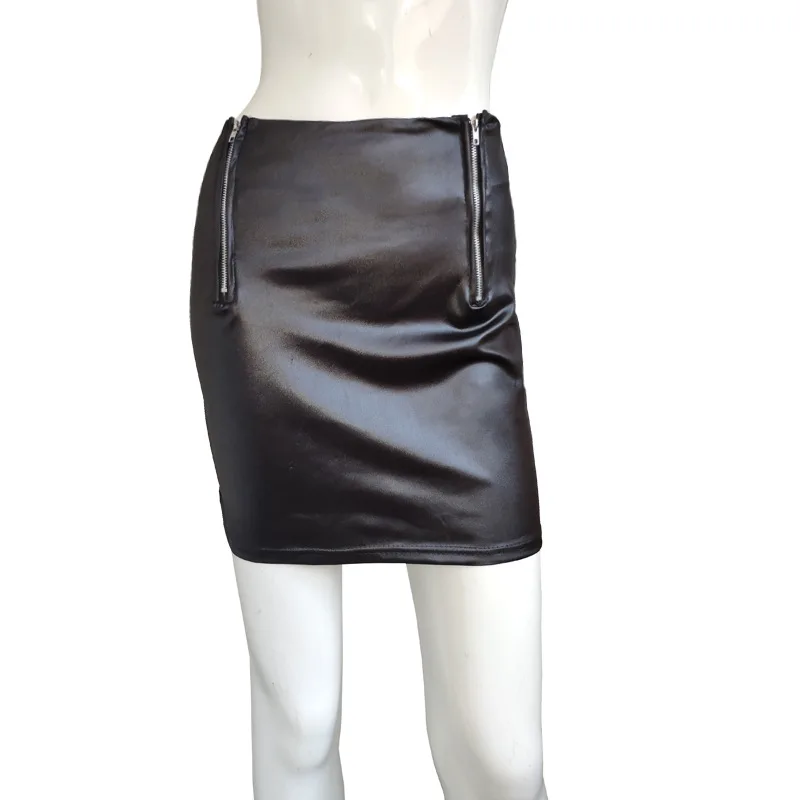 Black Skirt High Waist Women Mini Skirt Sexy Micro Tight Pencil Faux Leather Skirt Zipper Bodycon  Hip Sexy Jupe mujer