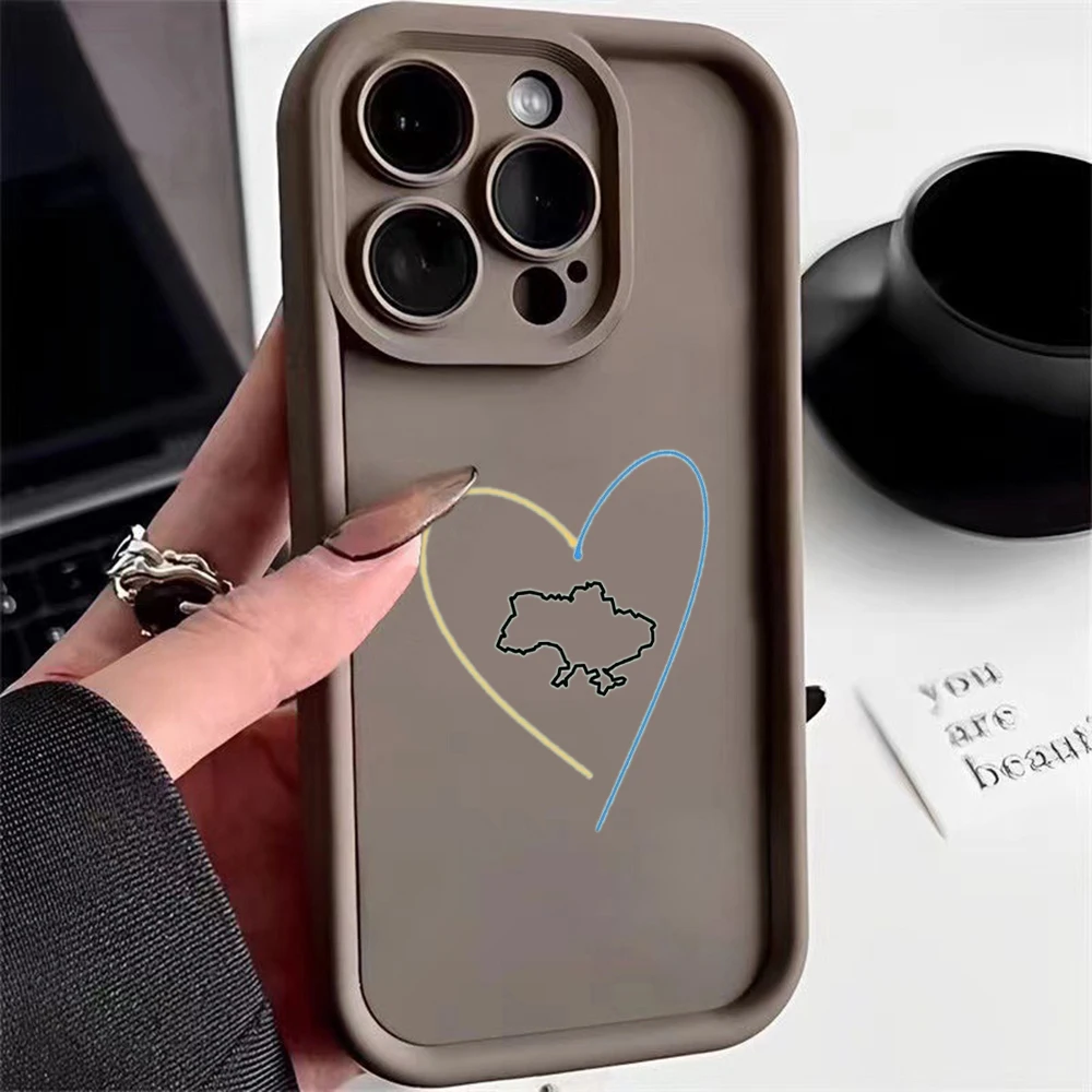 TPU Zachte Telefoon Hoesje Voor Iphone 11 12 13 14 15 Pro Max Xr Angel Eye Case Ss100 Ukraine Love Heart Schokbestendige Achterkant