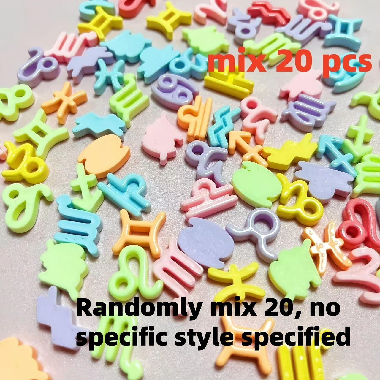 20개 믹스 조디악 귀여운 만화 핑크 블루 퍼플 Y2K 플랫백 작은 사이즈 데코 레진 참 장식 쥬크 폰 케이스 공예품