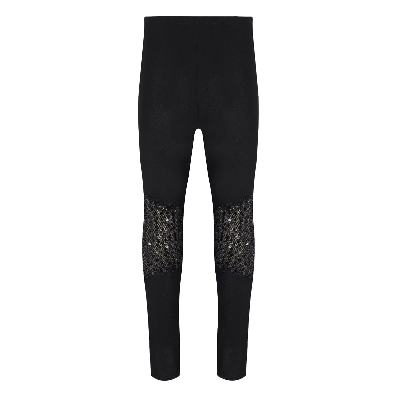 Kids Girls Gymnastics Acrobatics Leggings Pants Sequins Patchwork Elastic Waistband Trousers for Ballet Yoga Dance Training Wear