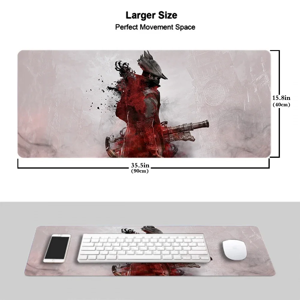 Imagem -02 - Bloodborne Anime Gaming Mouse Pad Tapete Gamer Tapete do Teclado Deskpad Mouse Pad Acessórios xl