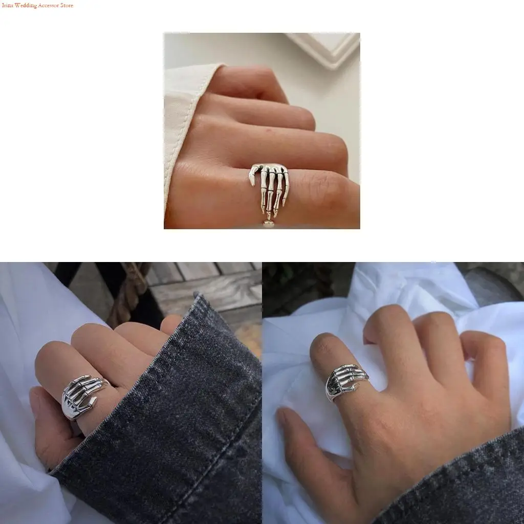 G92D Trend Punk Rock for Creative Skeleton Hand Loop Party Jewelry Finger Ring for Gi
