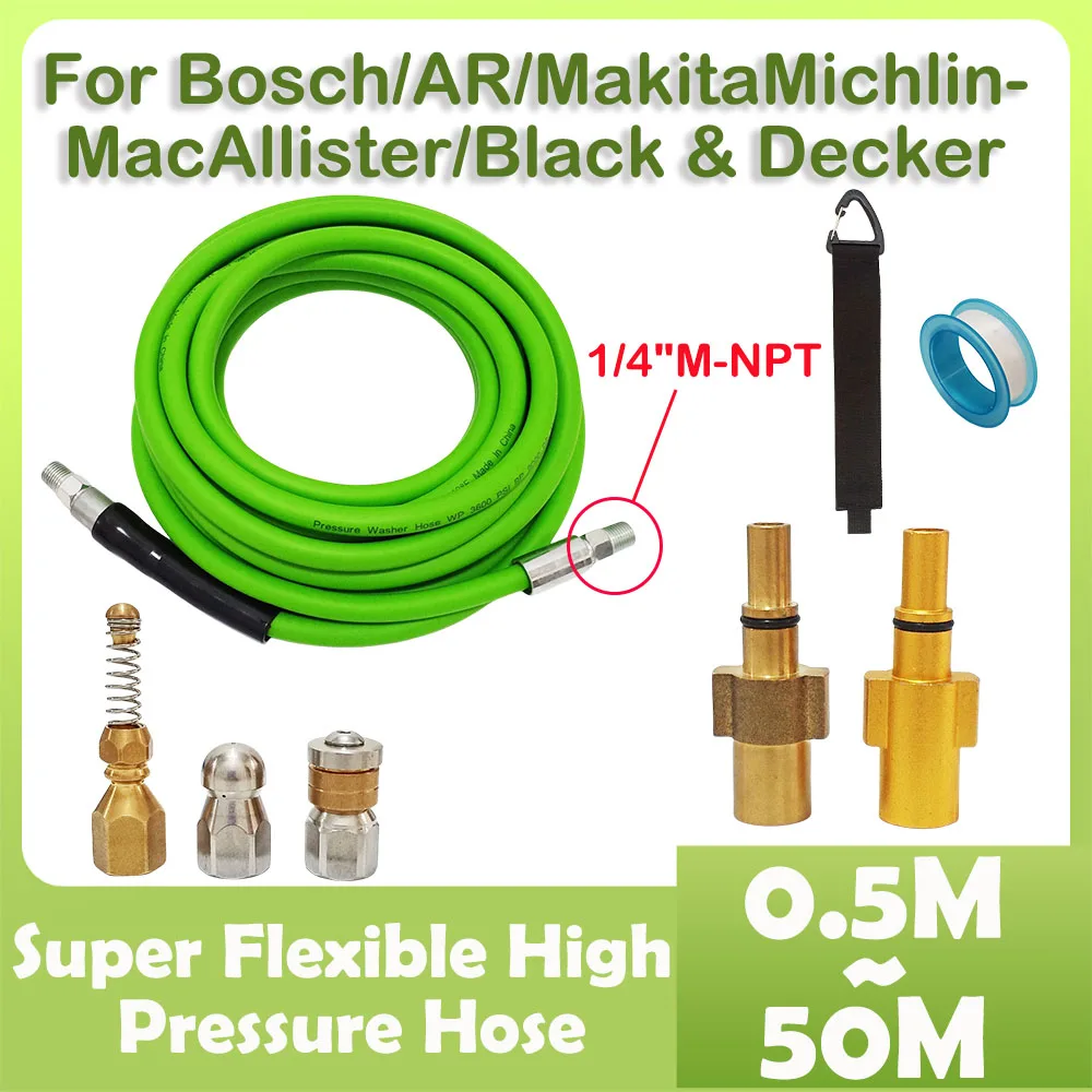 

Super Flexible Pressure Washer Hose Pipeline Sewage Dredging Jet Hose 0.5~30M Sewer Drain For Bosch/AR/MakitaMichlinMacAllister