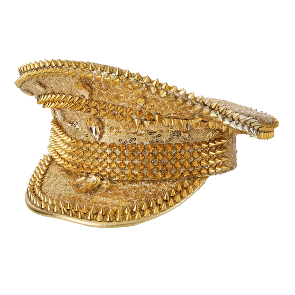 Fashion y2k Party Cap Boost Party Vibe Gold Air Force Hat Shining brightly No Deformation Pilot Captain Hat Bar Concert