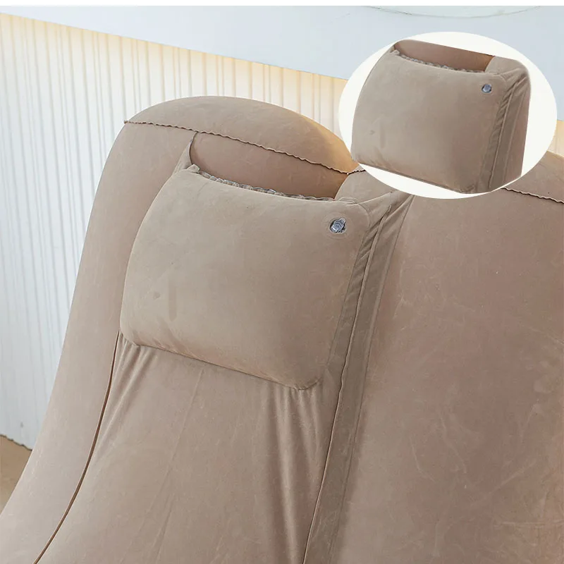 Inflatable Rocking Sofa with Pillow Flocked PVC Ergonomic Inflatable Recliner Lounge Chair Outdoor Foldable Blow Up Couch