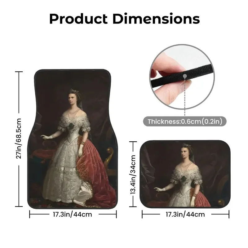 Empress Sisi Elisabeth of Austria 4PCS Crystal Velvet Car Floor Mats Set Universal Front Rear Foot Mats Floor Protection Mat 4