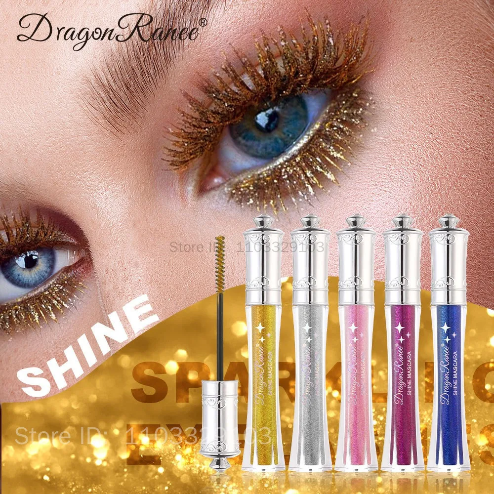 Shiny Diamond มาสคาร่าสีสันสดใส Blue Glitter ประกายมาสคาร่ากันน้ํา Beauty Eyelashes Extension Quick Dry Shimmer Eye Makeup