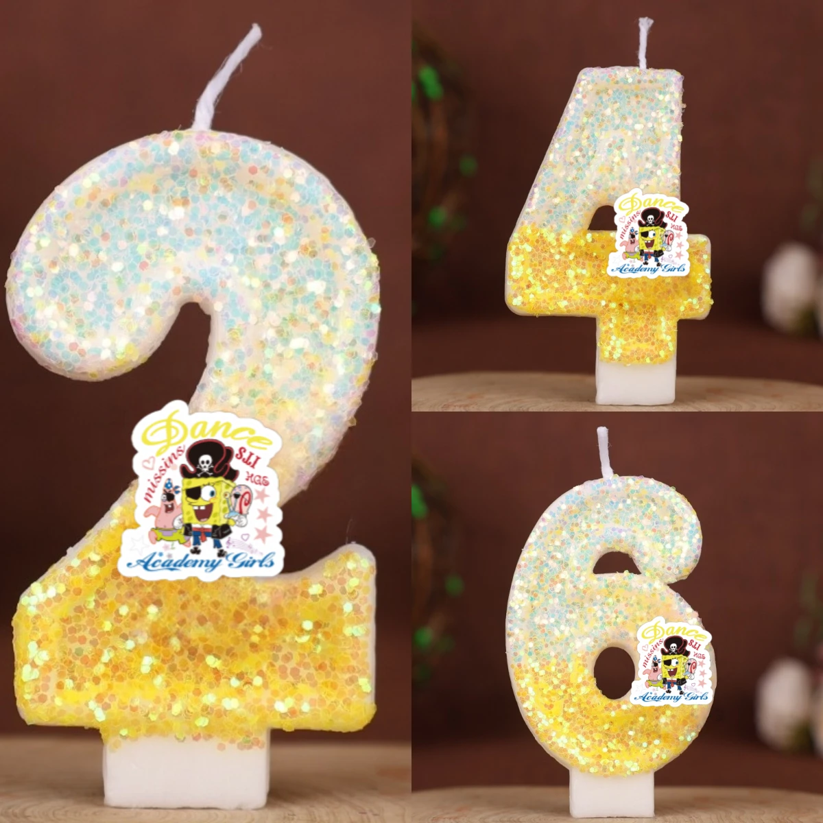 SpongeBob Digital Candles 0-9 Number anniversary Popular Birthday anniversary Cake Topper Birthday Party Decor Kids Good Gifts