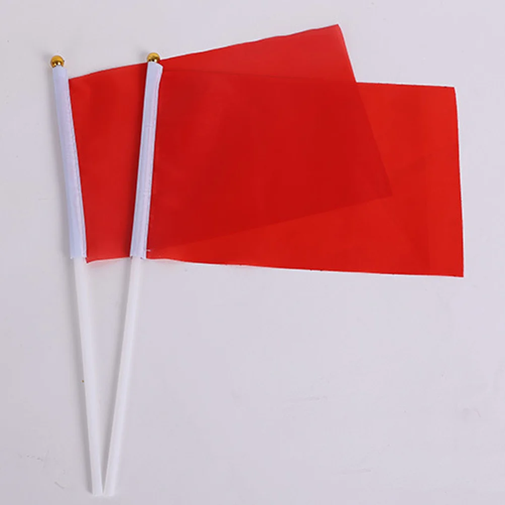 50Pcs Hand Waving Flag Mini Square Solid Color Durable Polyester Party Banner Portable Celebration Decoration Waving Flag