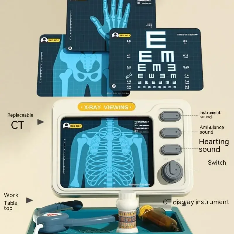 Luxury Simulation Medical Table Set Medical Trolley Puzzle Doctors Nurses Injection Play House  Simulated Medical Kit Toy Gift