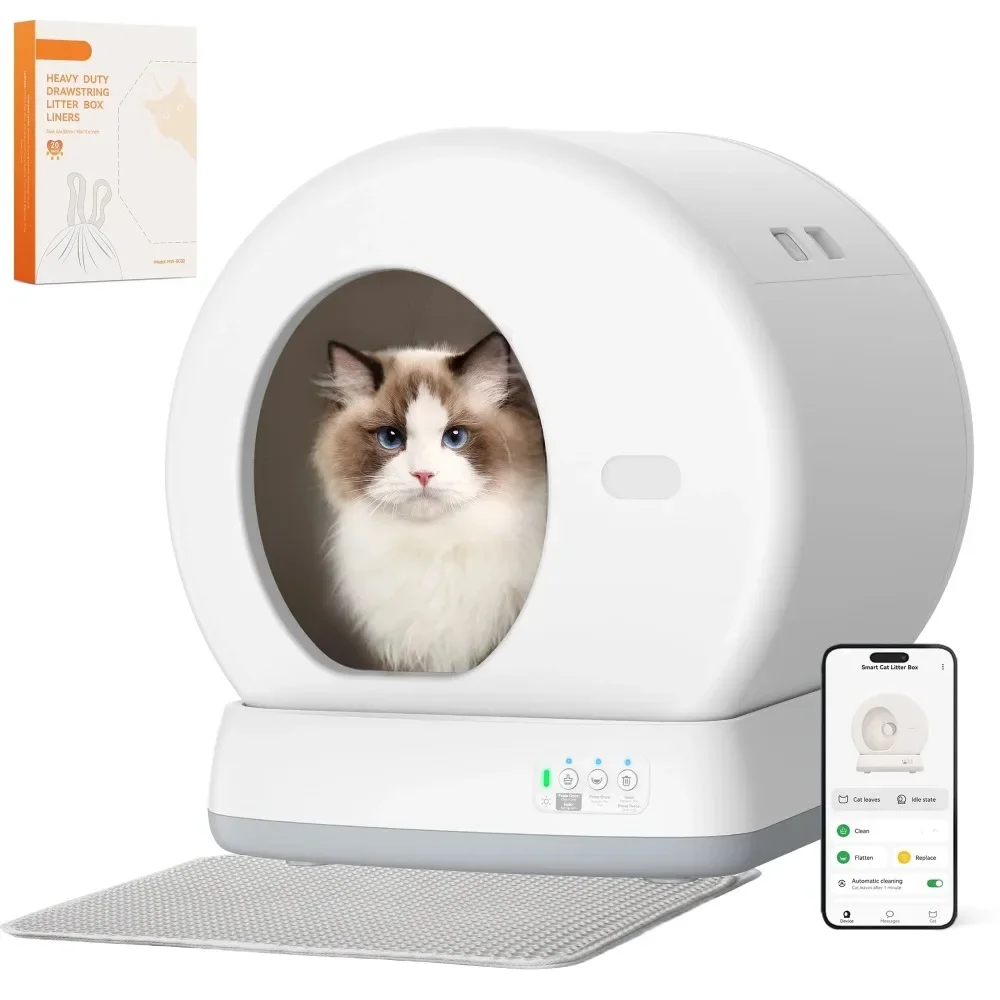 Modern Automatic Cat Litter Box with APP Control, Safety Sensors, Odor Isolation&Health Monitoring, Self-Cleaning Cat Litter Box