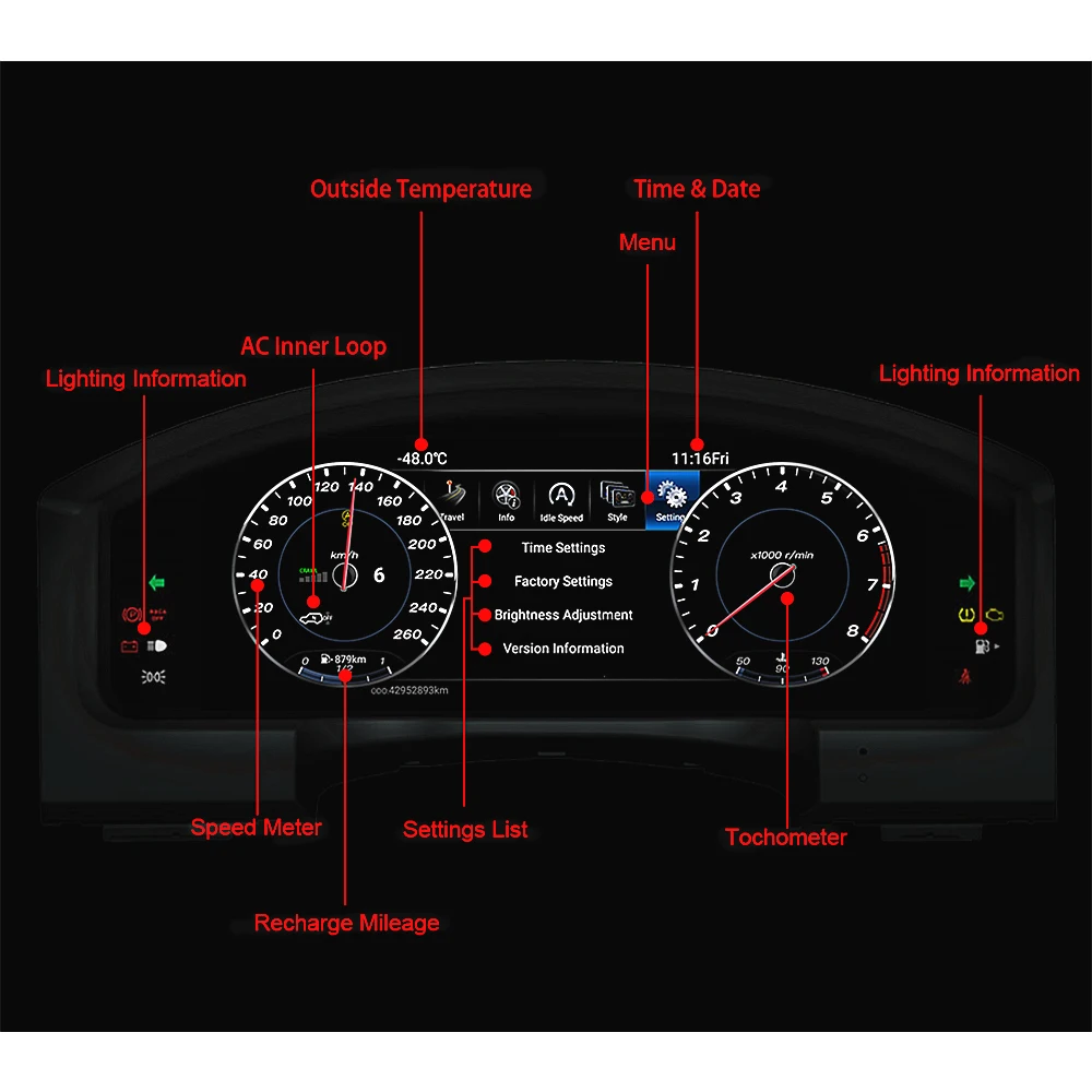 Car Digital Instrument Gauge Cluster LCD Dashboard Panel Speedmeter For Toyota Alphard Vellfire 20 30 AH20 Agh20 AH30 Tachometer