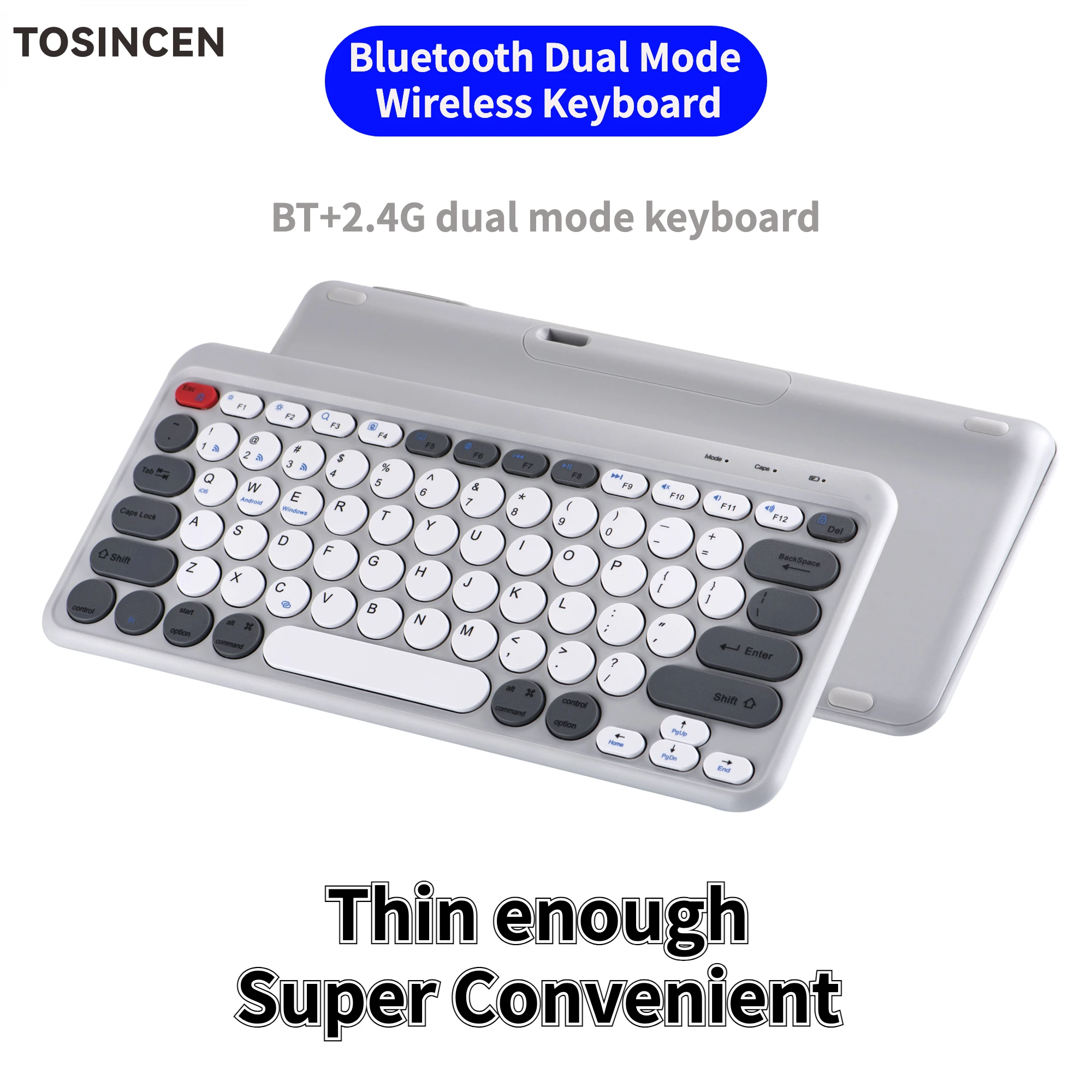 

TOSINCEN Mechanical Gaming Computer 2.4Ghz Usb Wireless Keyboard 3 Devices Connect 78 Keys Red Button