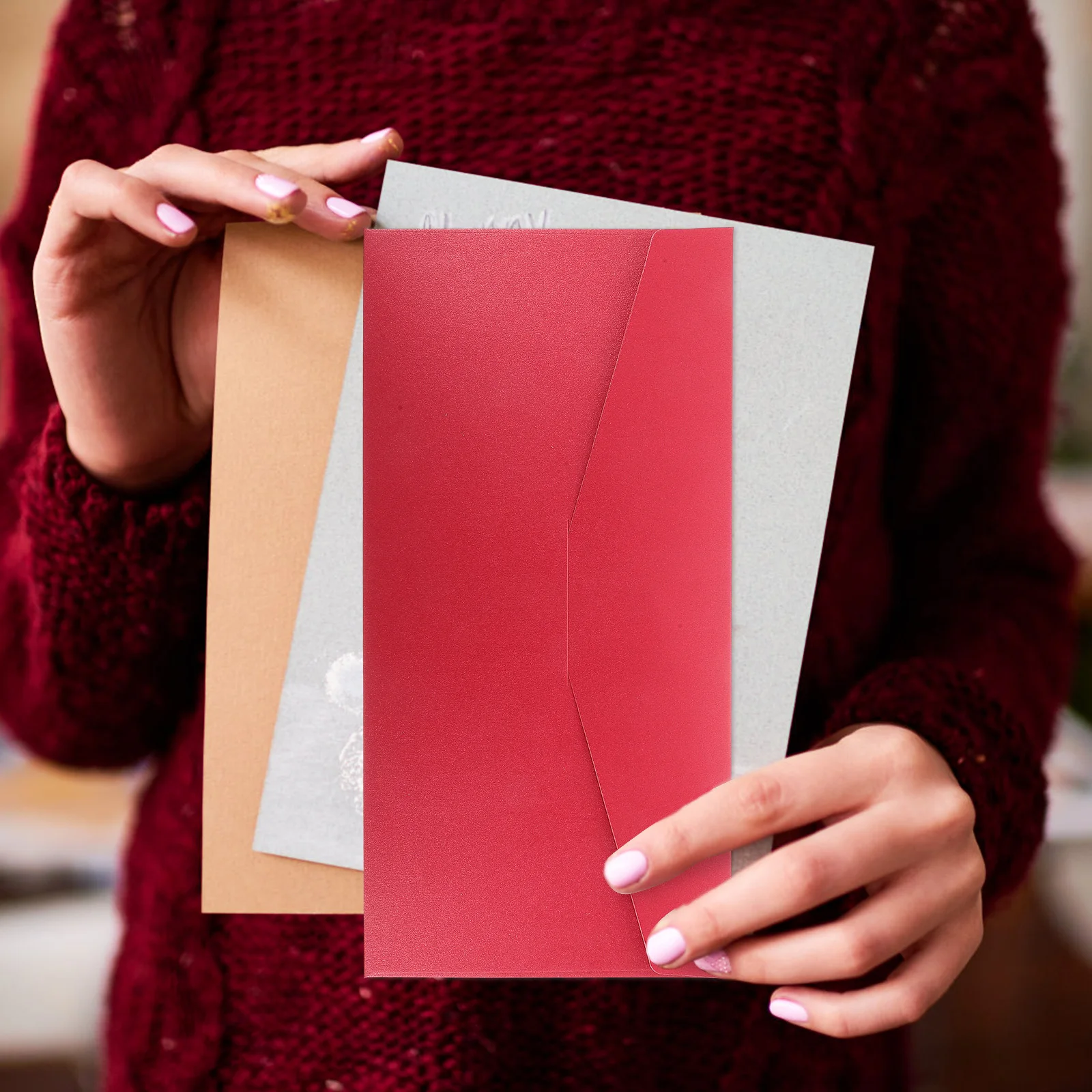 25Pcs Red Paper Env…