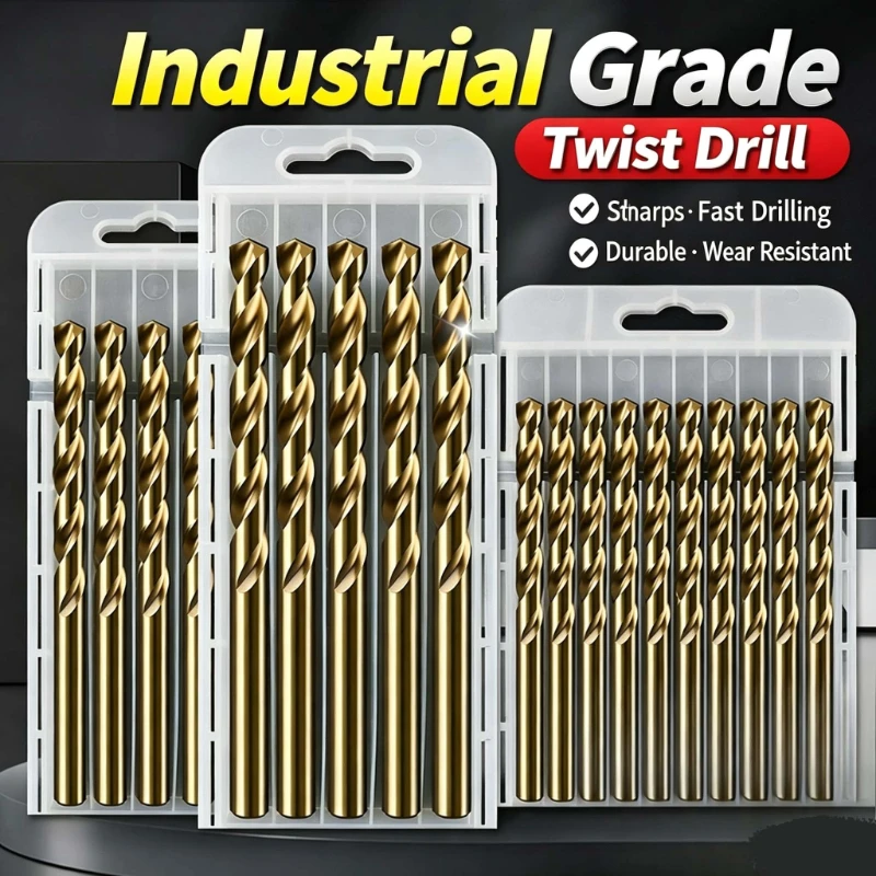 Straight Shank Twist Drill Bits Set, Multi‑Function Alloy Drill Bits Assortment, Special for Stainless Steel Drilling