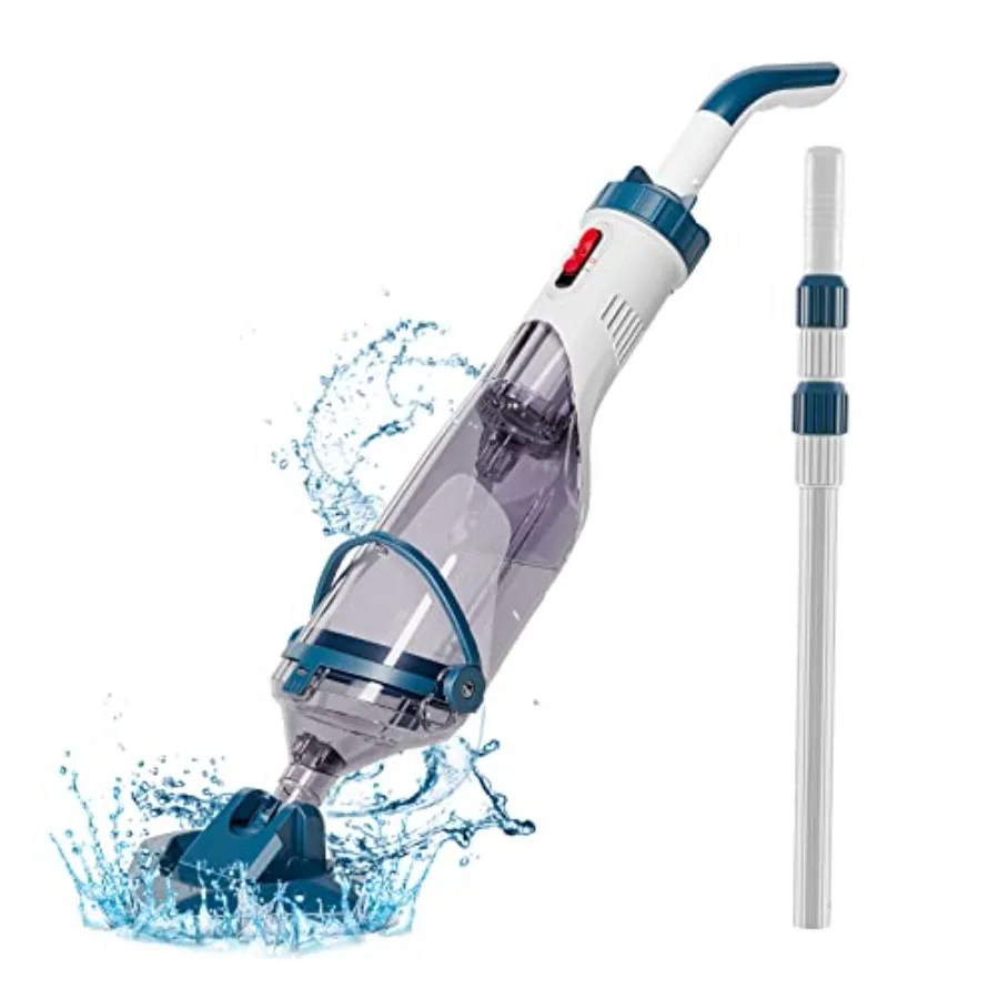 

Above Ground Pool Vacuum with Telescopic Pole, ABS Plastic, Blue, 1H Runtime 18.5 GPM Suction for Leaves Debris