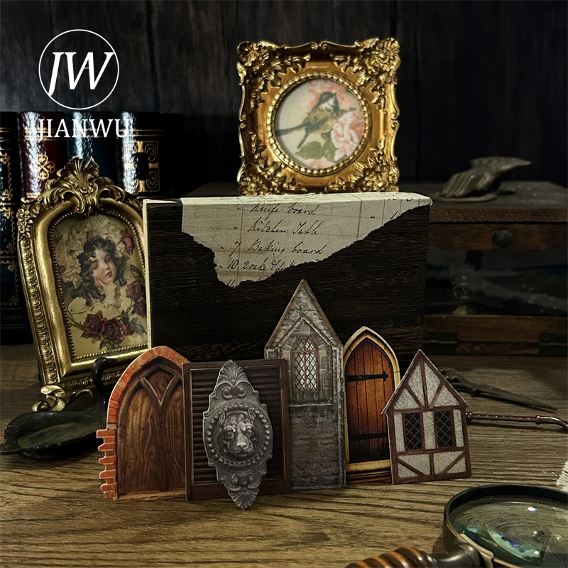 JIANWU Vintage European-style Castle Doors Windows Landscape Collage Scrapbook Material Paper Creative Junk Journal Stationery