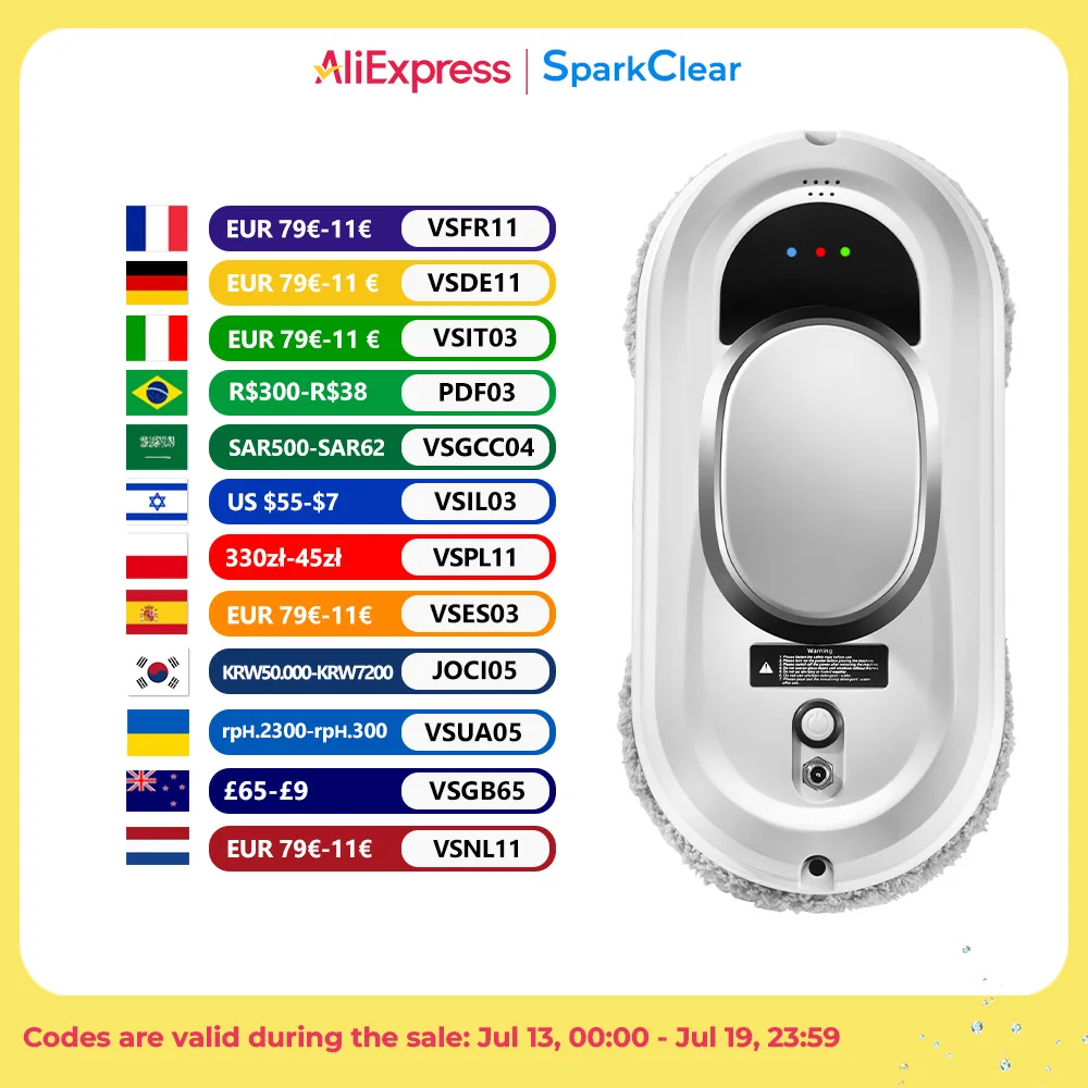 Electric Window Cleaning Robot 5600Pa Automatic & Remot Control Limpiacristales Vacuum Glass Washing Robot for Home Appliances