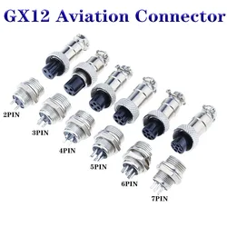 GX12 Aviation Connector 2P 3P 4P 5P 6P 7P Fixed Terminal Block Mobile Docking Type Electric Wire Cable Connector Female & Mal