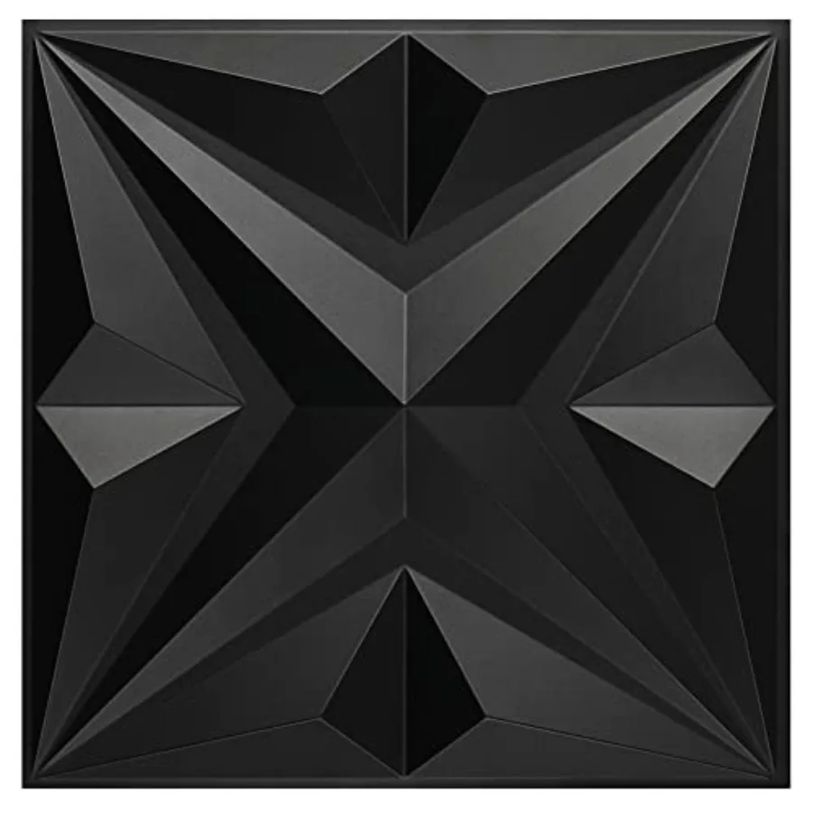 

Decorative 3D Wall Panels Star Textured PVC Wall Panels for Interior Wall Décor 19.7"x19.7" Black Pack of 12 Tiles Cover 32 Sq.