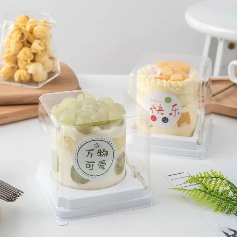 

2 дюйма, 50 шт./лот, пуфы для мусса, коробки для торта, квадратная пластиковая коробка для кексов, десертная упаковочная коробка для свадебной вечеринки, поставки