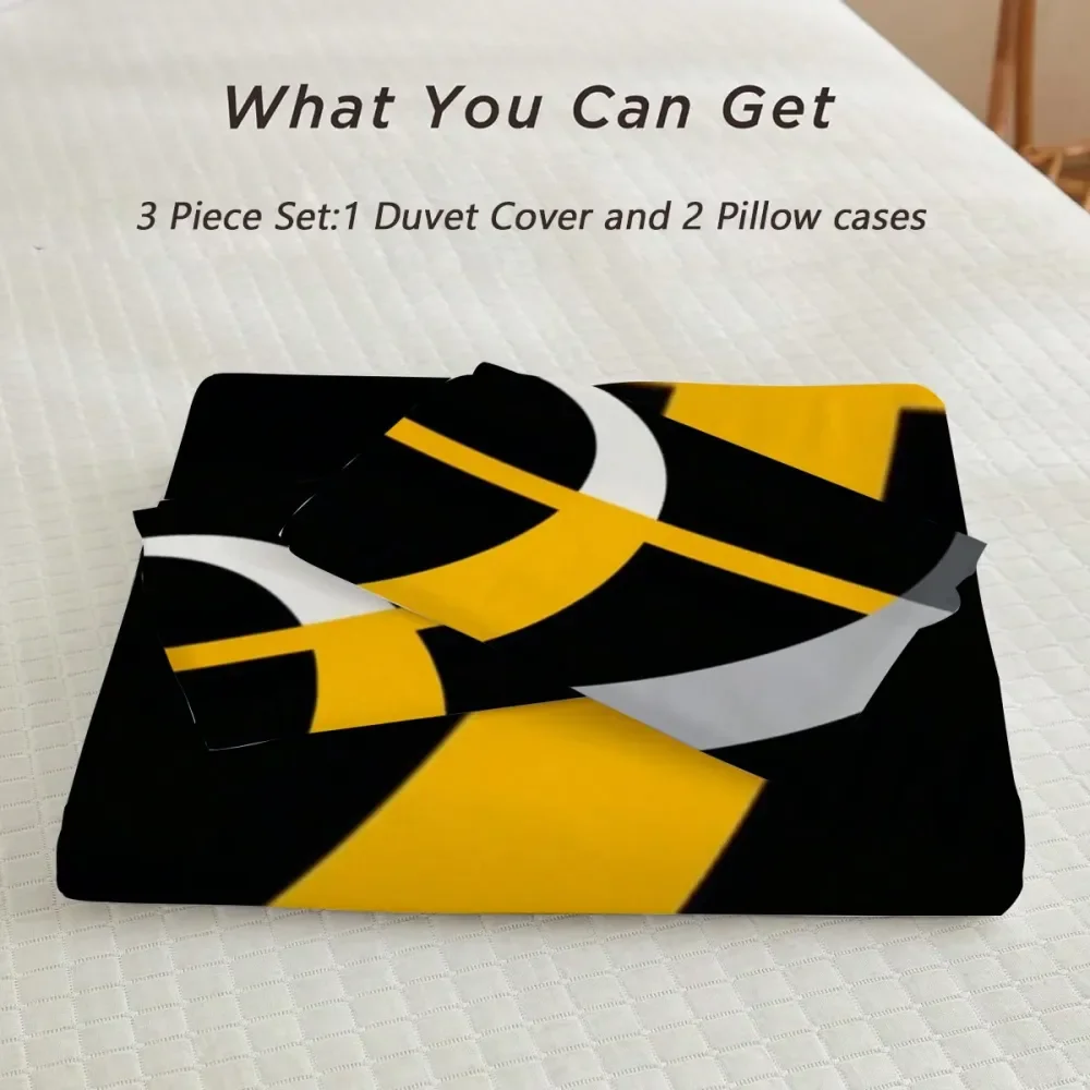 

Yellow Grey Black Geometry Modern Abstract Art Print Duvet Cover Set1Duvet Cover 2Pillowcase, Without Core,Soft, Comfortable, A