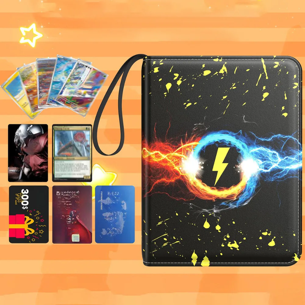 Przezroczysty segregator na karty z 9 kieszonkami i okładką z ekoskóry – dwustronny, pojemność 720 kieszonk, idealny do organizowania kart do gry Magic: The Gathering oraz kart sportowych.
