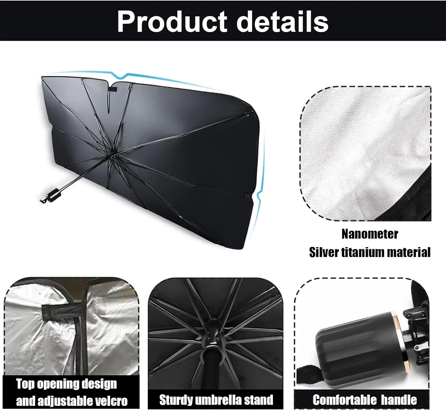 Split style new design with thickened car sunshade umbrella, summer sun protection, front windshield sunshade inside the car