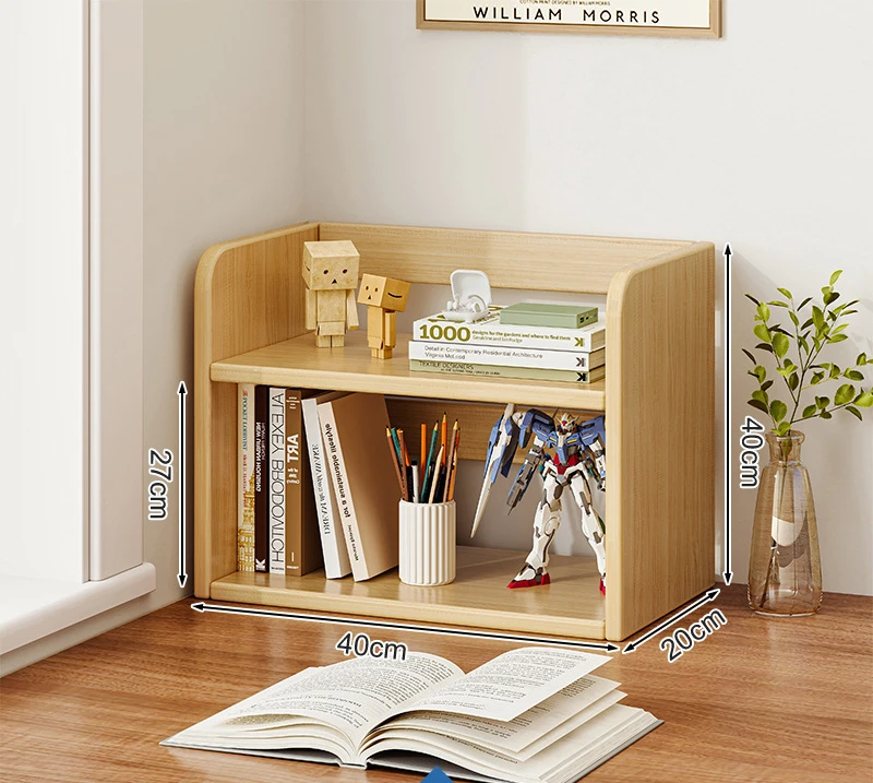 Bookshelf Desktop Storage Rack Table Storage Locker Student Home Log Solid Color Small Bookcase Office Simple Cabinet