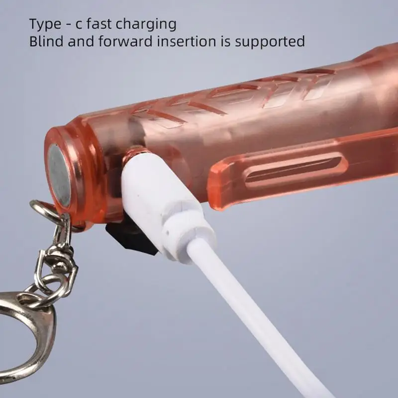 LED Keychain Lights White/ Red/ Blue Key Chain Flashlight Mini Flashlight With Type-c Fast Charging Port For Outdoor Activity
