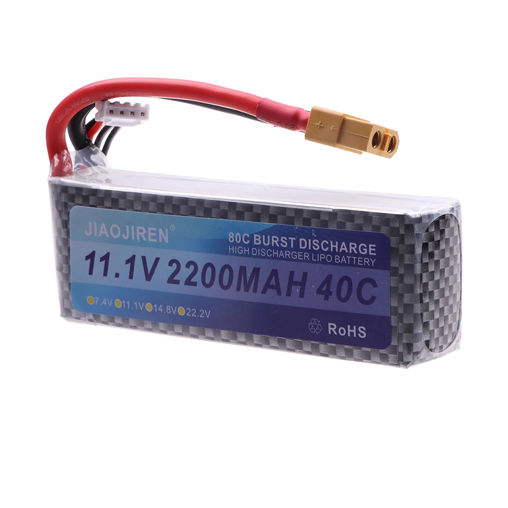 بطارية ليبو لطائرة الهليكوبتر RC ، كوادكوبتر ، سيارات ، طائرة مع T ، XT60 ، XT30 ، JST Plug ، 3S ، 11.1V ، 2200mAh ، 3S ، 40C