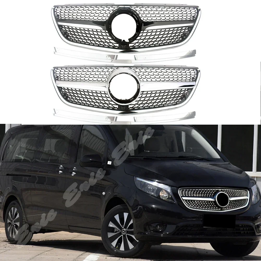 Front RacingFacelift Grill Upper Grille  For Mercedez-Benz W447 Metris/Vito 2020 2021+