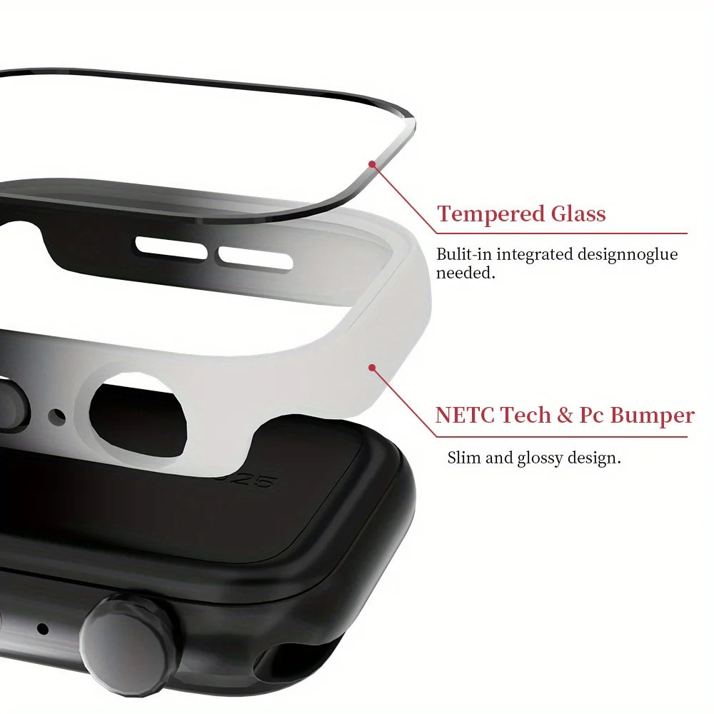 Защитный чехол-бампер для ПК для Apple Watch 46 мм 42 мм 44/45 мм 40/41 мм, градиентный чехол для часов iWatch Series 10 9 8 7 6 5 4