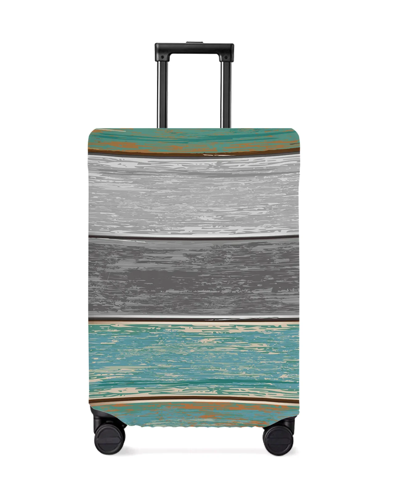 Retro Farm Barn Wood Grain Green Gray Gradient Luggage Cover Travel Accessories Suitcase Elastic Dust Case Protect Sleeve