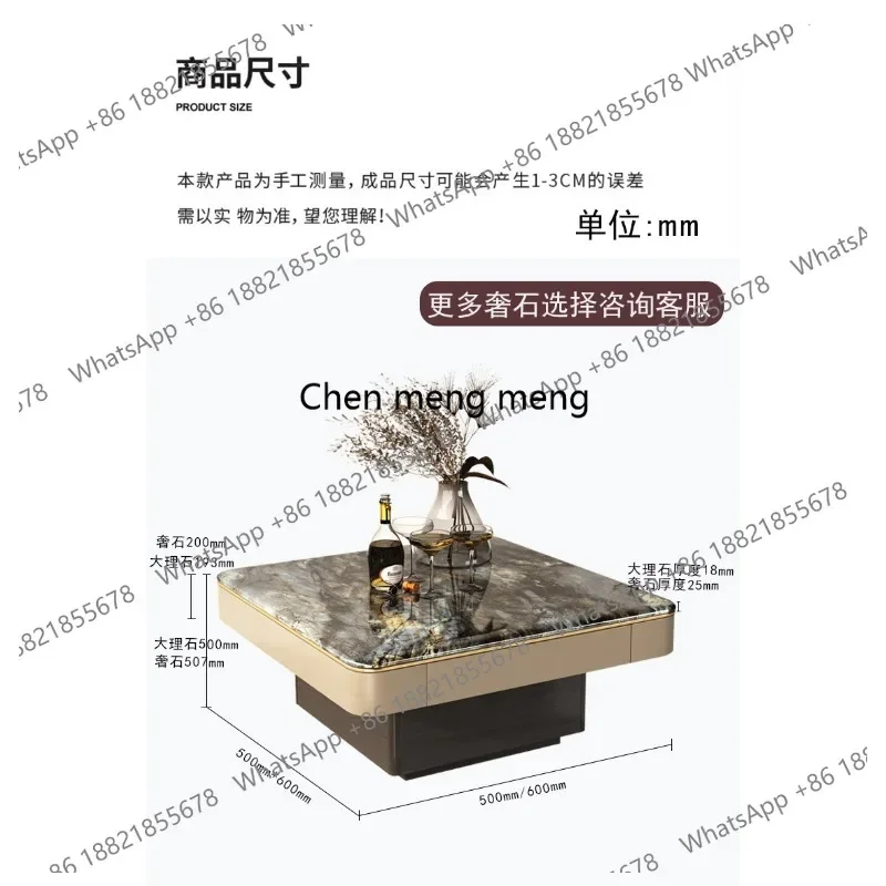 RR Natural luxury stone edge sofa marble square corner balcony small tea table retro small square table