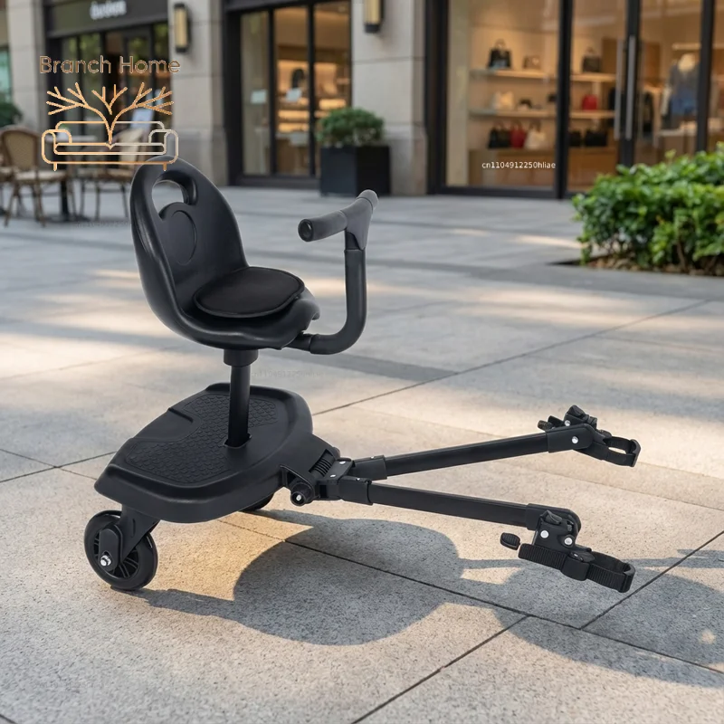 Universal Stroller Ride-On Board with Detachable Seat - Second Child Standing Pedal Accessory for Twin Kids Double Seating