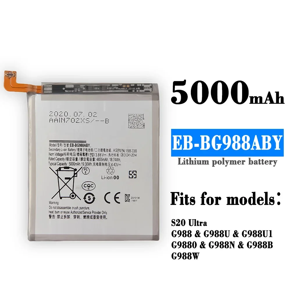 Replacement Phone Battery EB-BG988ABY For Samsung Galaxy S20 Ultra S20Ultra S20U 5000mAh Rechargeable Bateria+Tools