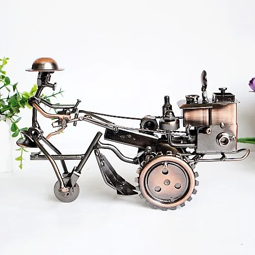 Wrought Iron Vintage Retro Iron Tractor Model metal craft Office home creative decoration ornament Vehicle Miniature Desktop Art