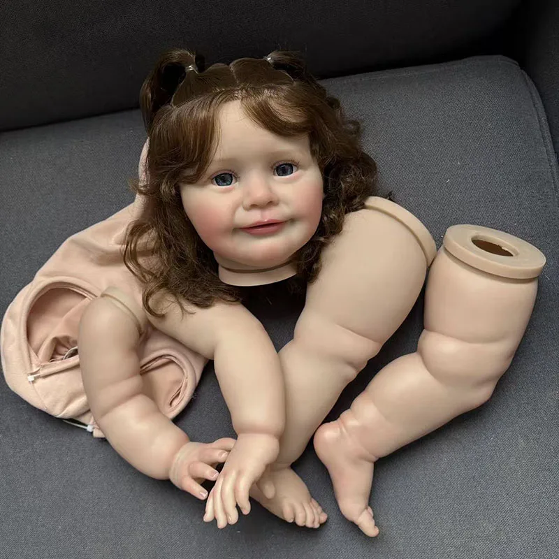 26inch Brown Hair  DIY Doll Parts Zoe Unfinished Painted Reborn Doll Kit with Body Cloth and Eyes